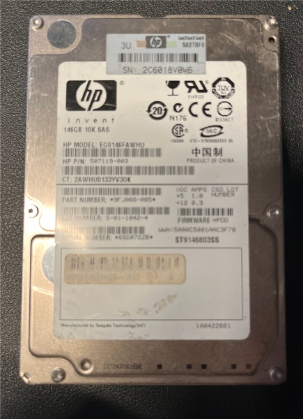 HP, 164 GB, Model: EG0146FAWHU, HP/N: 507119-003, SATA HDD Festplatte