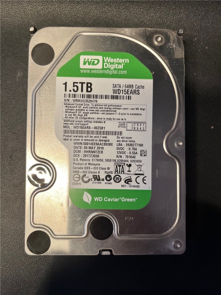 Western Digital, 1,5 TB, WD15EARS, WMAVU3520479, SATA HDD Festplatte