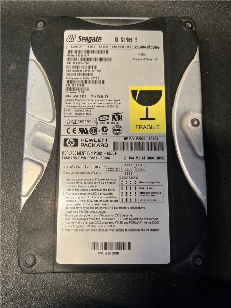 Seagate U Serie 5, 20,4 GB, Model: ST320413A, HDD Festplatte (2)