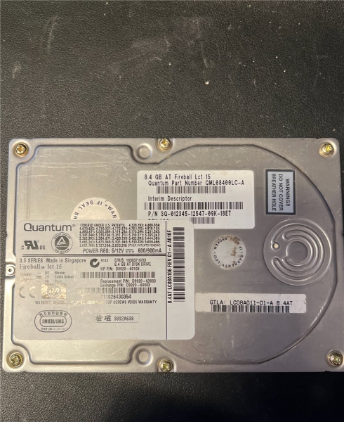 Quatum Fireball SE, Model: IDE 8,4 GB, HDD Festplatte