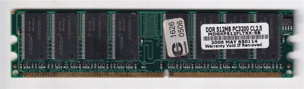Speicher, 512 MB, Model: MDGXPS12FLTXX-5B, PC3200 CL2,5