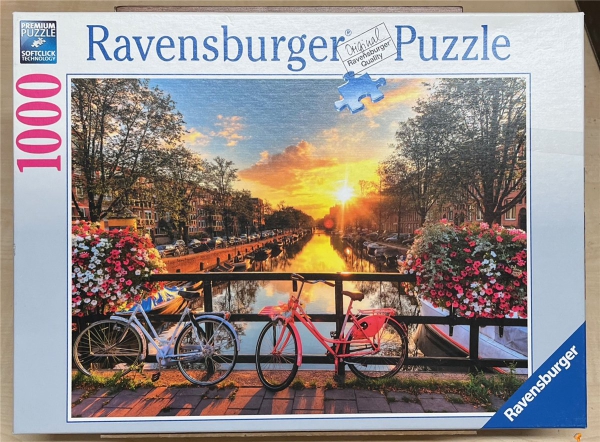 1000 Pieces Jigsaw Puzzle, RAVENSBURGER, "Fahrräder in Amsterdam"