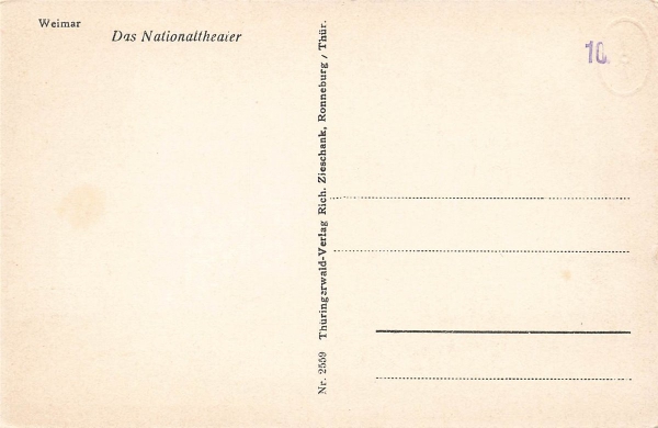 AK Weimar (99423), Weimar - Nationaltheater, n. gelaufen