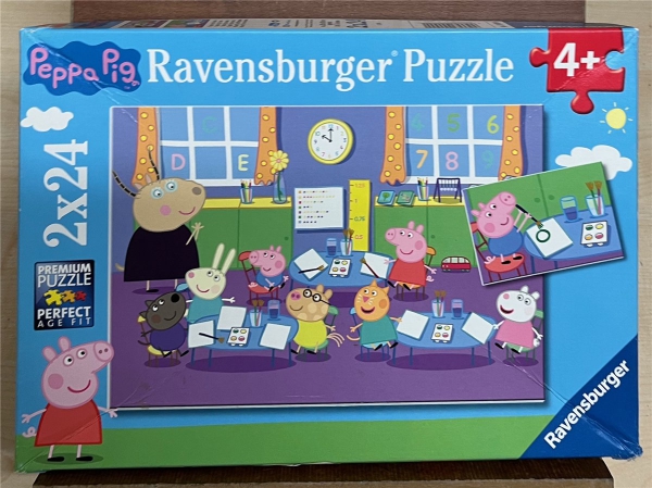 2 x 24 Pieces Jigsaw Puzzle, RAVENSBURGER, "Peppa in der Schule"
