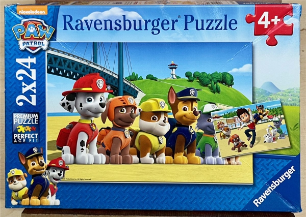 2 x 24 Pieces Jigsaw Puzzle, RAVENSBURGER, "Heldenhafte Hunde"