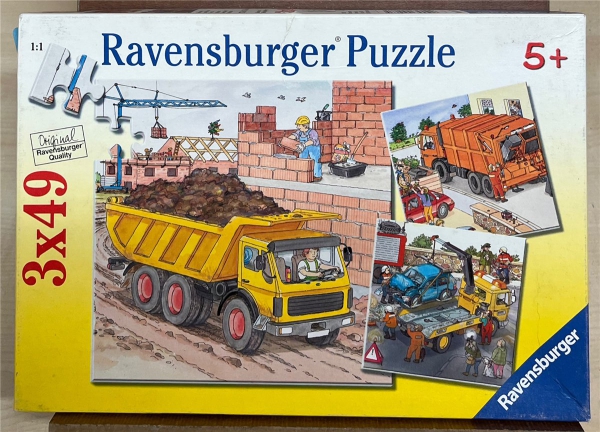 3 x 49 Pieces Jigsaw Puzzle, RAVENSBURGER, "Fahrzeuge"