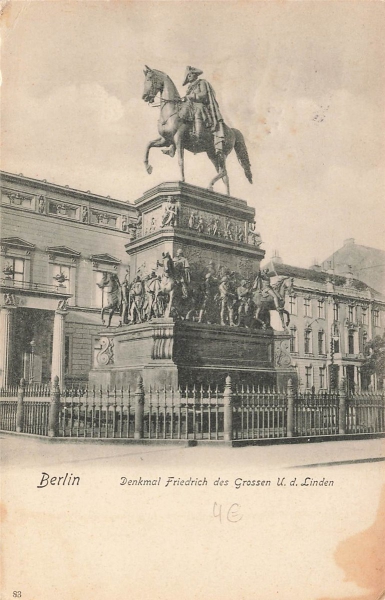 AK Berlin (10115), Denkmal Friedrich des Grossen U. d. Linden, gelaufen am 07.05.1904 (Berlin)