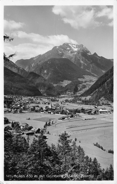 AK Mayrhofen (6290), Mayrhofen mit Grünberg im Zillertal, gelaufen am 14.07.1941 (Mayrhofen)