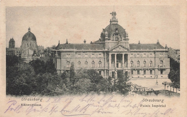 AK Straßburg (67000), Kaiserpalast, gelaufen am 03.12.1904 (Strassburg)