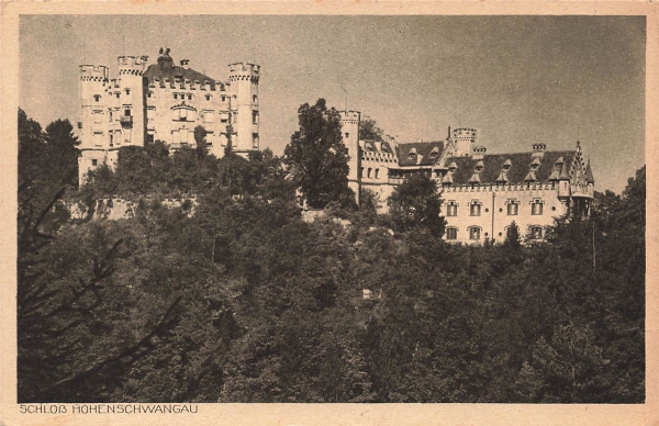 AK Schwangau (87645), Schoss Hohenschwangau, gelaufen am 04.07.1924 (n.lesbar)