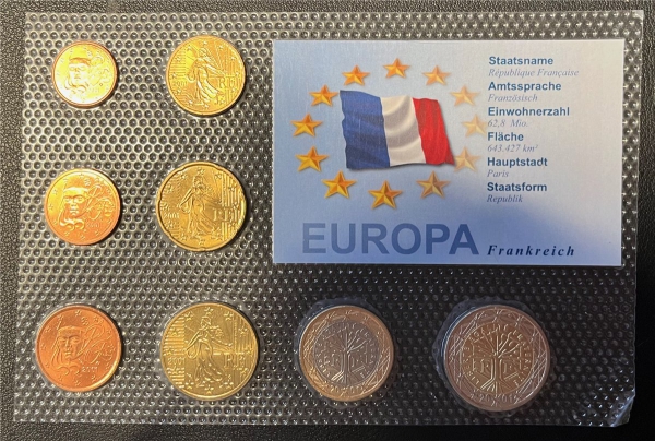 KMS - Frankreich 2001 - EURO-Motivsatz - (auf Folie verschweißt)