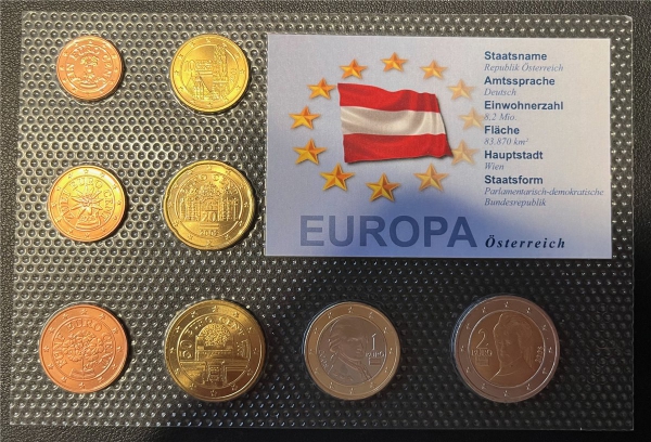 KMS - Österreich - EURO-Motivsatz - ("auf Folie verschweißt")