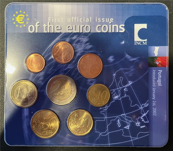 KMS - Portugal 2002 -  "First official issue of the Eurob Coins" (org.verpakt und verschweißt)
