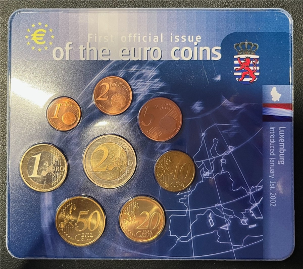 KMS - Luxemburg 2002 - "First official issue of the Euro Coins" - (ungeöffnet und org verschweißt)