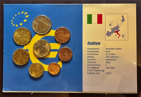 KMS - Italien 2002 - KMS-Satz, "Euro-Münzen" ("org. verpackt und ungeöffnet")