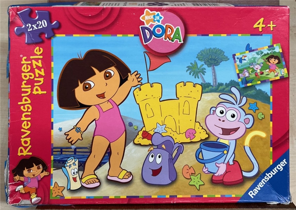 2 x 20 Pieces Jigsaw Puzzle, RAVENSBURGER, "Dora unterwegs"