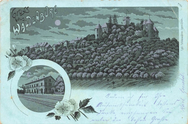 AK Waldenburg / Würtb. (74638) Gruss aus Waldenburg, gelaufen am 08.06.1900 (Güglingen)