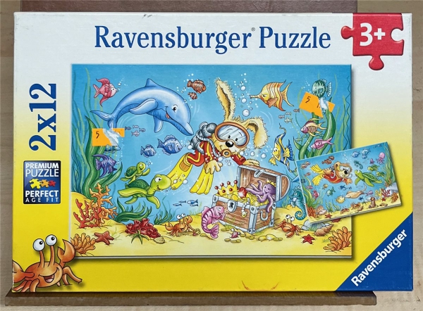 2 x 12 Pieces Jigsaw Puzzle, RAVENSBURGER, "Tauchabendteuer"