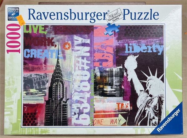 1000 Pieces Jigsaw Puzzle, RAVENSBURGER, "New Yorg Collage"