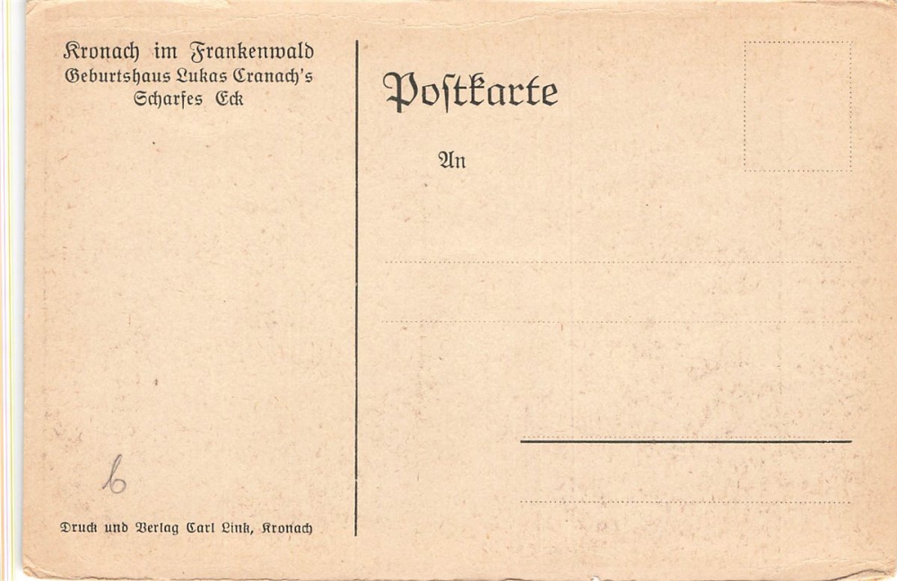AK Kronach (96317) Gasthaus zum "Scharfen Eck", n. gelaufen