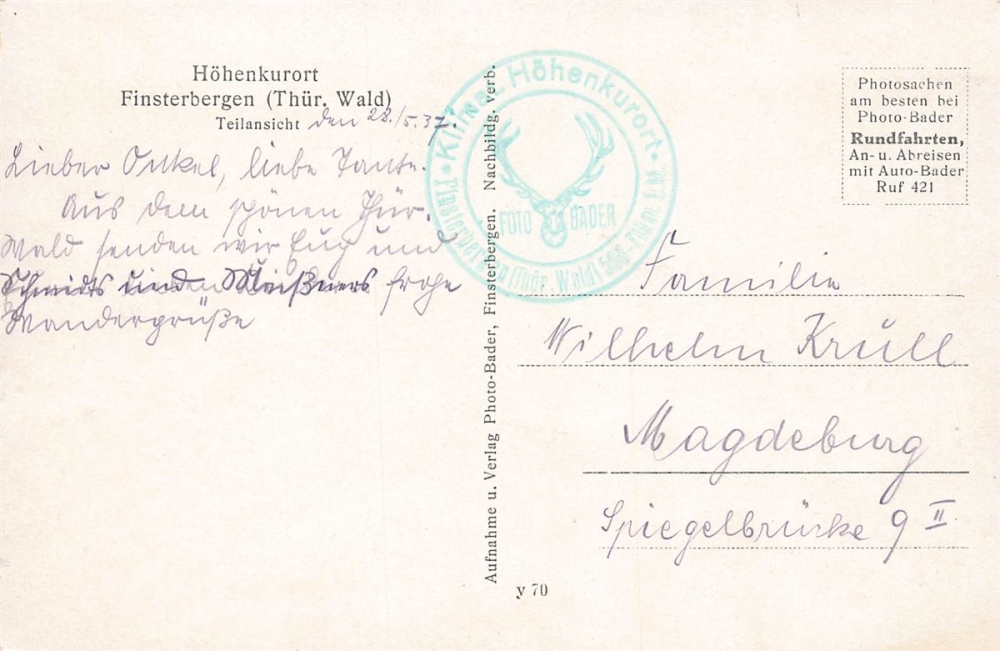 AK Finsterbergen (99894 ), Höhenkurort, Teilansicht, n. gelaufen