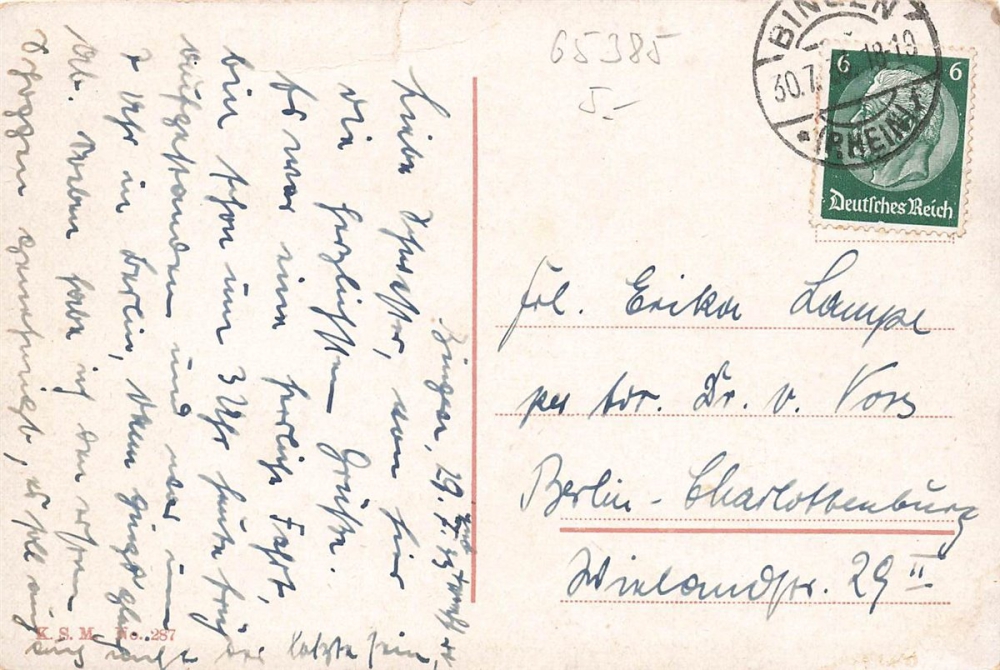 AK Niederwald (4174), Nationaldenkmal, gelaufen am 30.07.1933