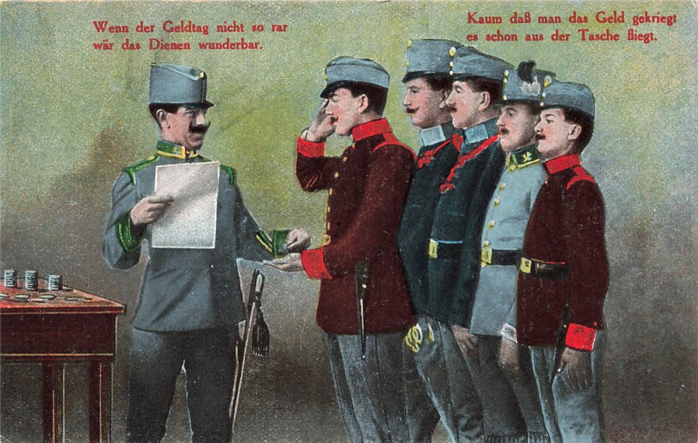 AK Künsterlerkarte, Österrisch Ungarische Armee, "Soltzahlung", n. gelaufen