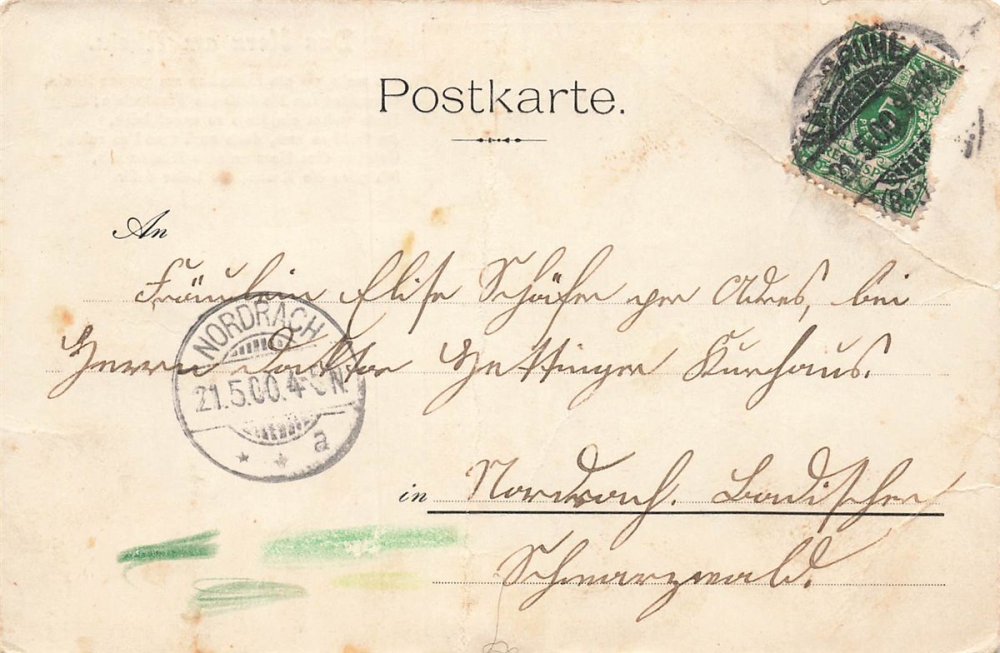 AK Künstlerkarte, "Das Haus am Rhein", gelaufen am 21.05.1900