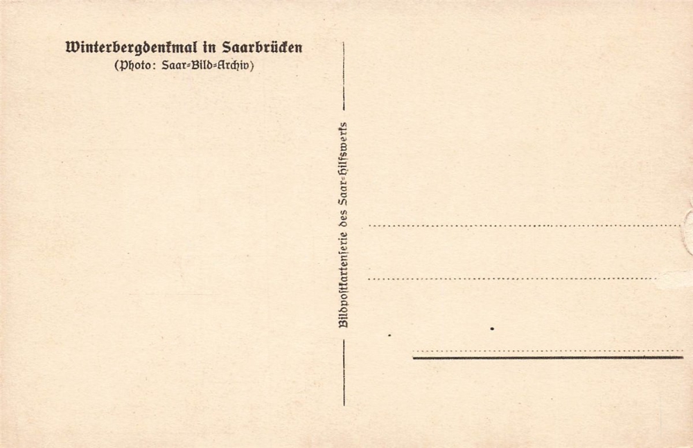 AK Saarbrücken (66111), Winterbergdenkmal, n. gelaufen