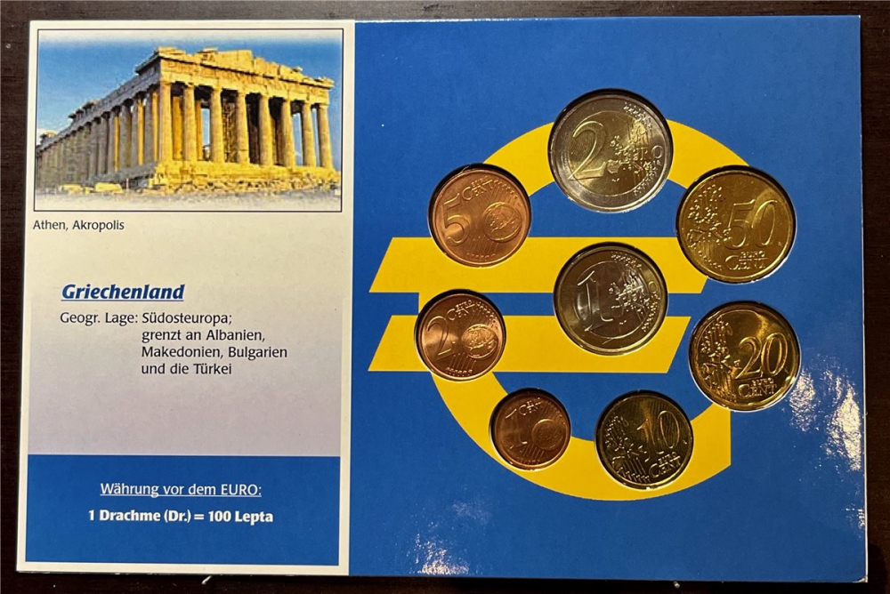 KMS - Griechenland 2002 - EURO-Motivsatz - 0.01-2.00 € im Folder
