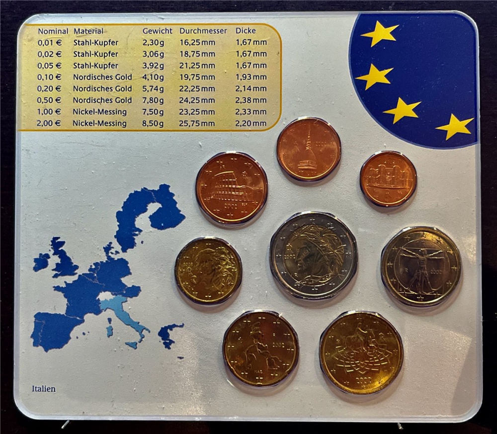 KMS - Italien 2002 - KMS-Satz, "Euro-Münzen", ("ungeöffnet")
