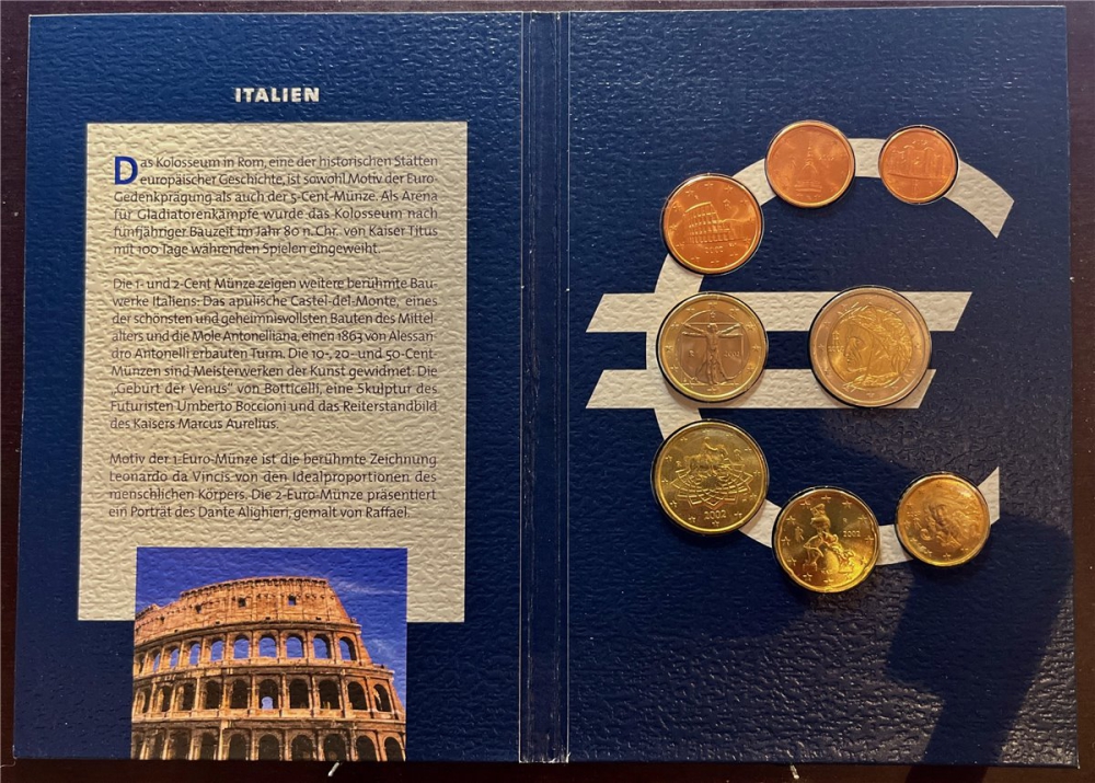 KMS - Italien 2002 - KMS-Satz, "Die ersten Euromünzen", ("ungeöffnet")