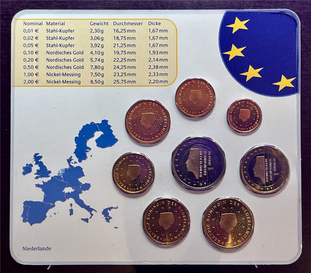 KMS - Niederlande 2001 - KMS-Satz, "Euro-Münzen", ("ungeöffnet")