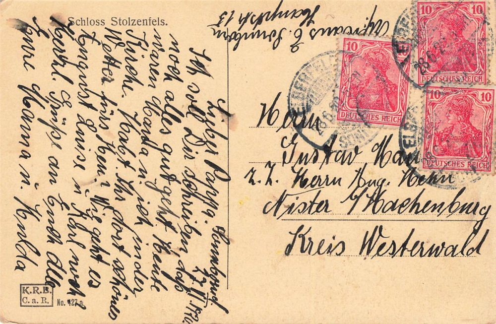 AK Stolzenfels (56075), Schloss Stolzenfels, gelaufen am 26.06.1920