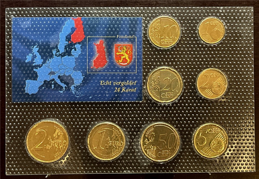 KMS - Finnland 2007 - EURO-Motivsatz - "Echt vergoldet", (Folie verschweißt)