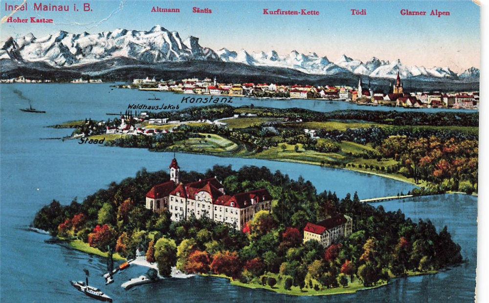 AK-Mainau (78462), Insel Mainau im Bodrnsee, n. gelaufen