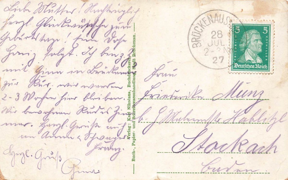 AK Bad Brückenau (97769), Blick auf das Kurhaus, gelaufen am 28.07.1927