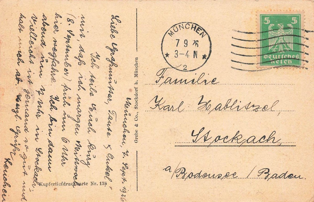 AK München (80331), Frauenkirche, gelaufen am 07.09.1926