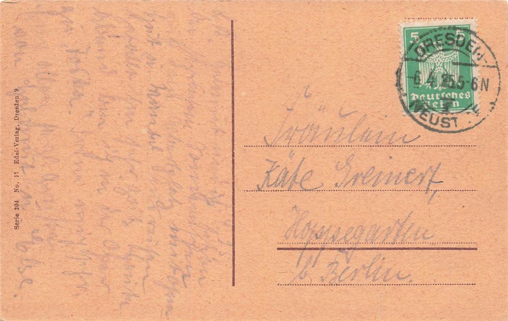AK Dresden (0351), Hofkirche und Schloss, gelaufen 06.04.1925