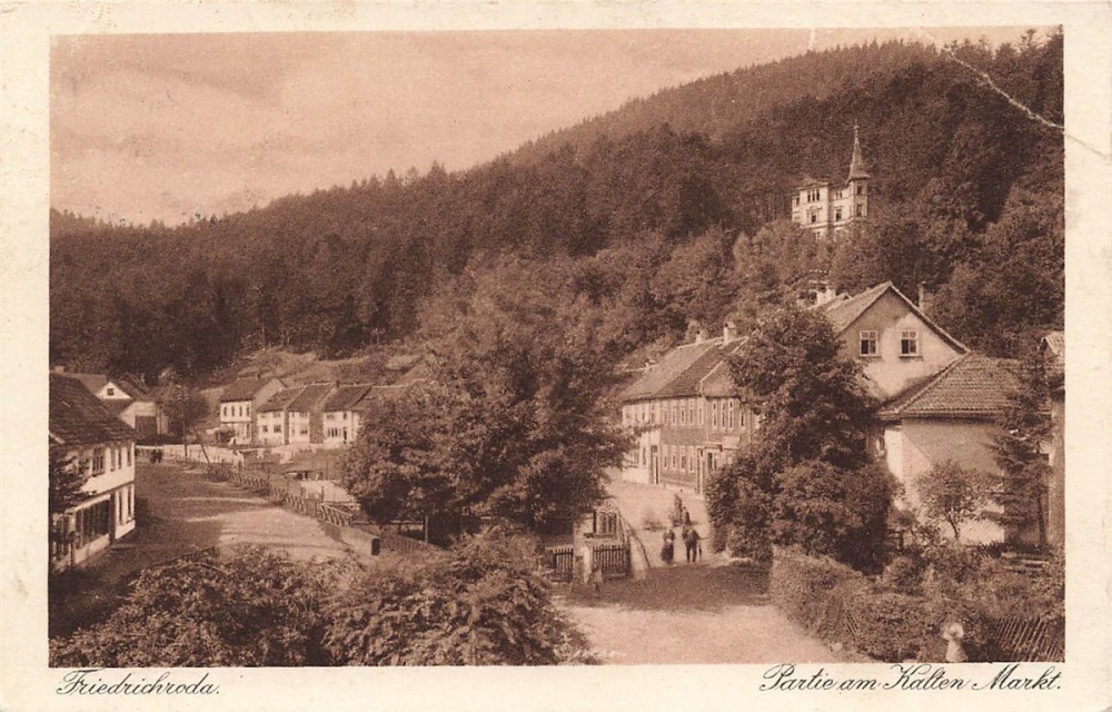 AK Friedrichroda (99894), Partie am Kalten Markt, gelaufen 25.06.1928