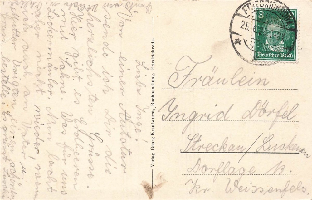 AK Friedrichroda (99894), Partie am Kalten Markt, gelaufen 25.06.1928