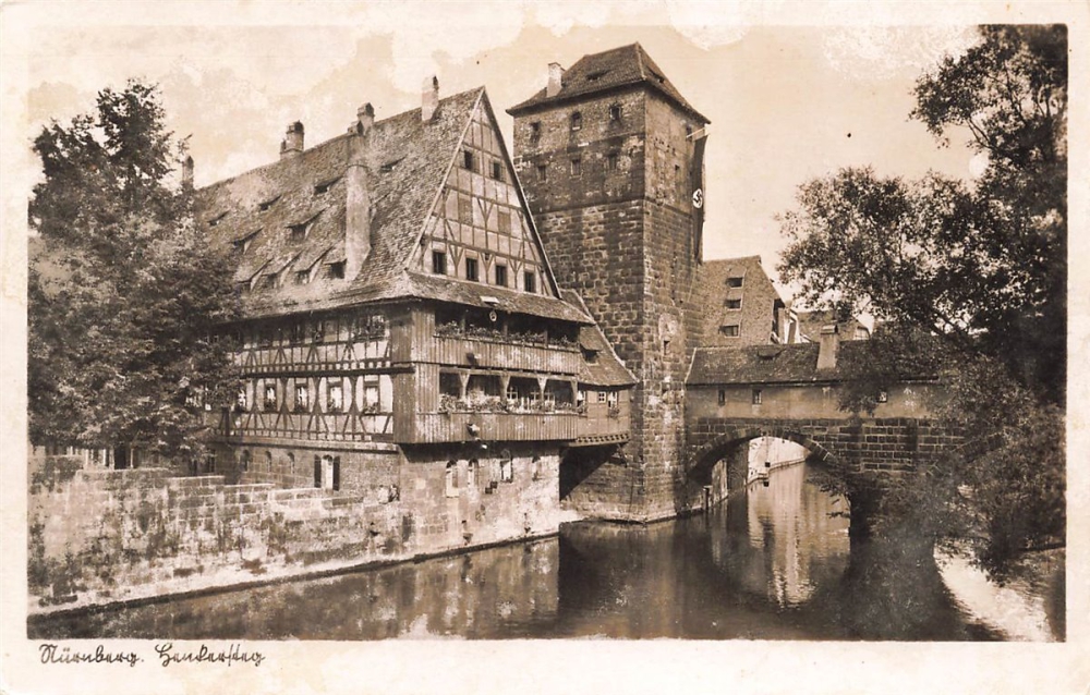 AK Nürnberg (90402), Brücke über die Pegnitz, n. gelaufen