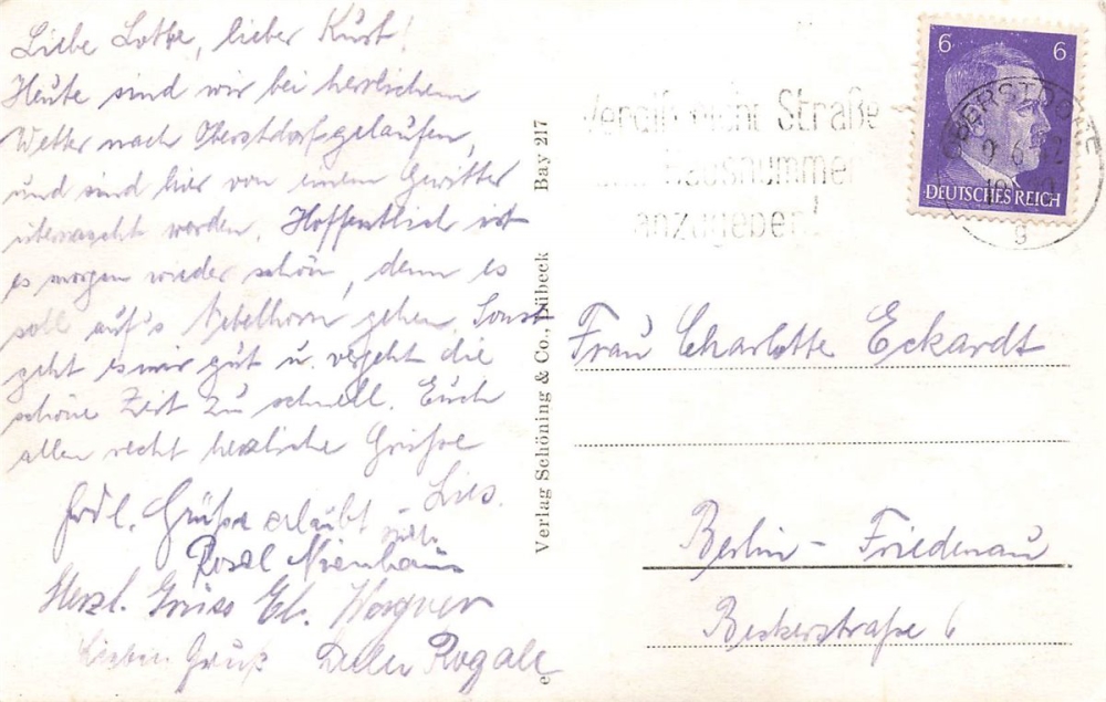 AK Obersdorf (57234), Bayrisches Allgau, gelaufen 09.06.1942