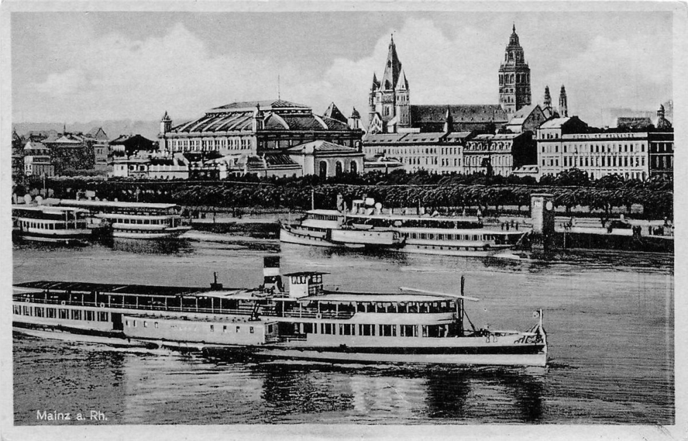 AK Mainz (55116), Am Rhein, n. gelaufen
