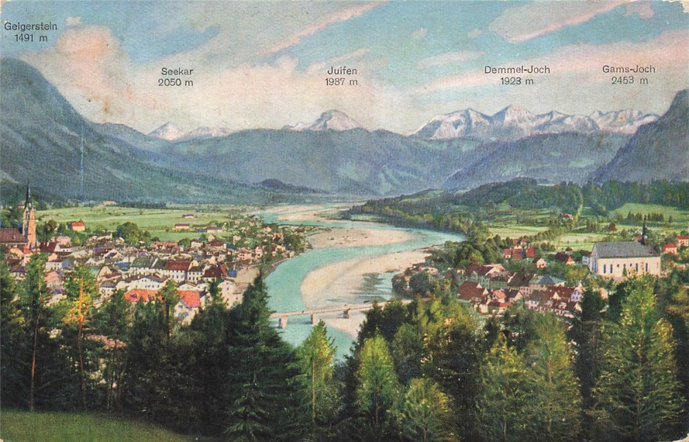 AK Bad Tölz (83646), Gesamtansicht vom Lalvarienberg, gelaufen