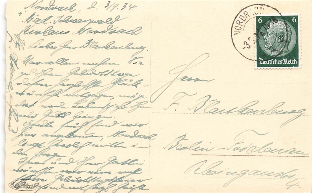 AK Nordrach (77787), Kurgarten mit Blick aufs Kurhaus, gelaufen 03.09.1934