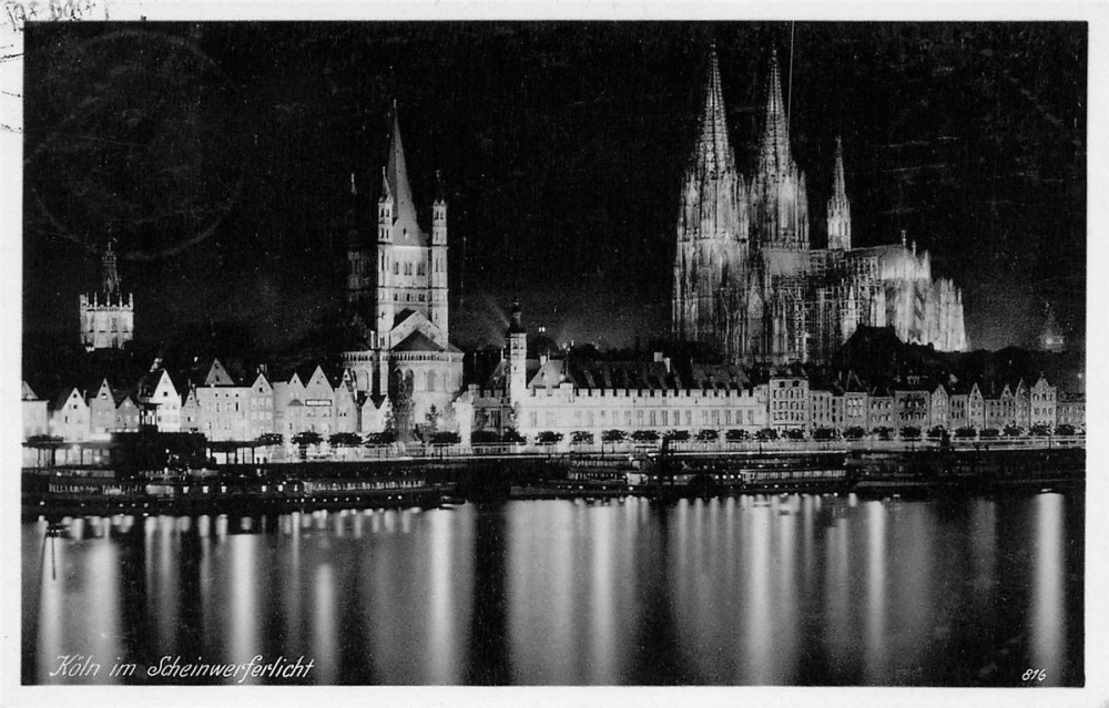 AK Köln (50667), Im Scheinwerferlicht, gelaufen 08.07.1936