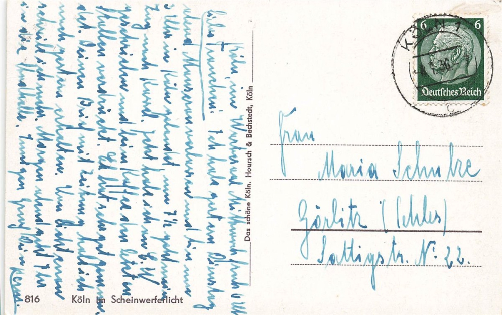 AK Köln (50667), Im Scheinwerferlicht, gelaufen 08.07.1936