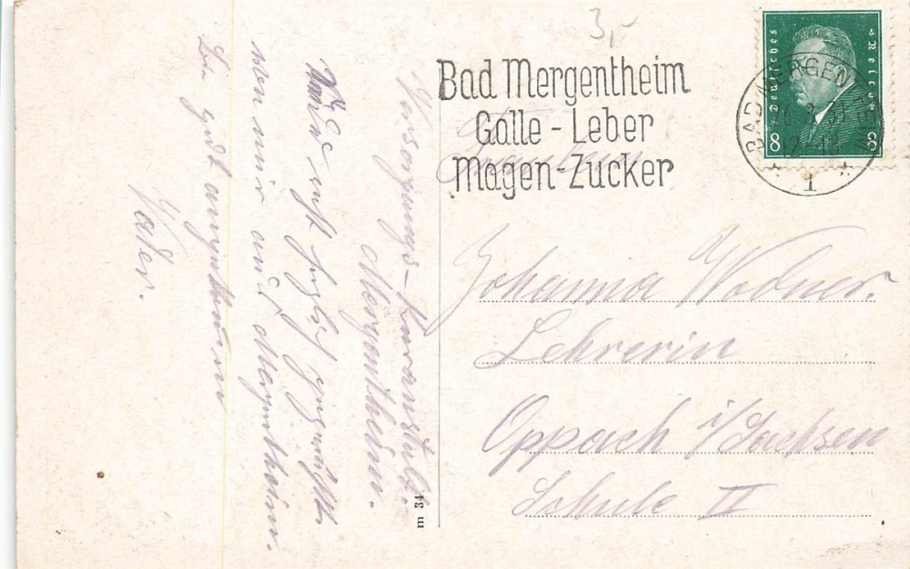 AK Bad Mergentheim (97980), Schloß, gelaufen 26.03.1931