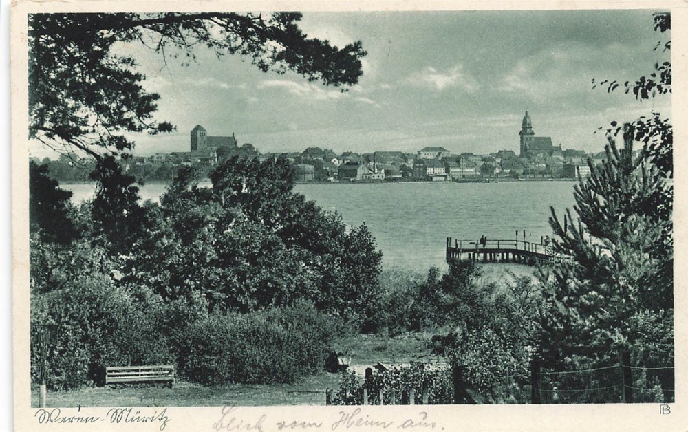 AK Waren (17192), Blick auf Waren. gelaufen 04.09.1934